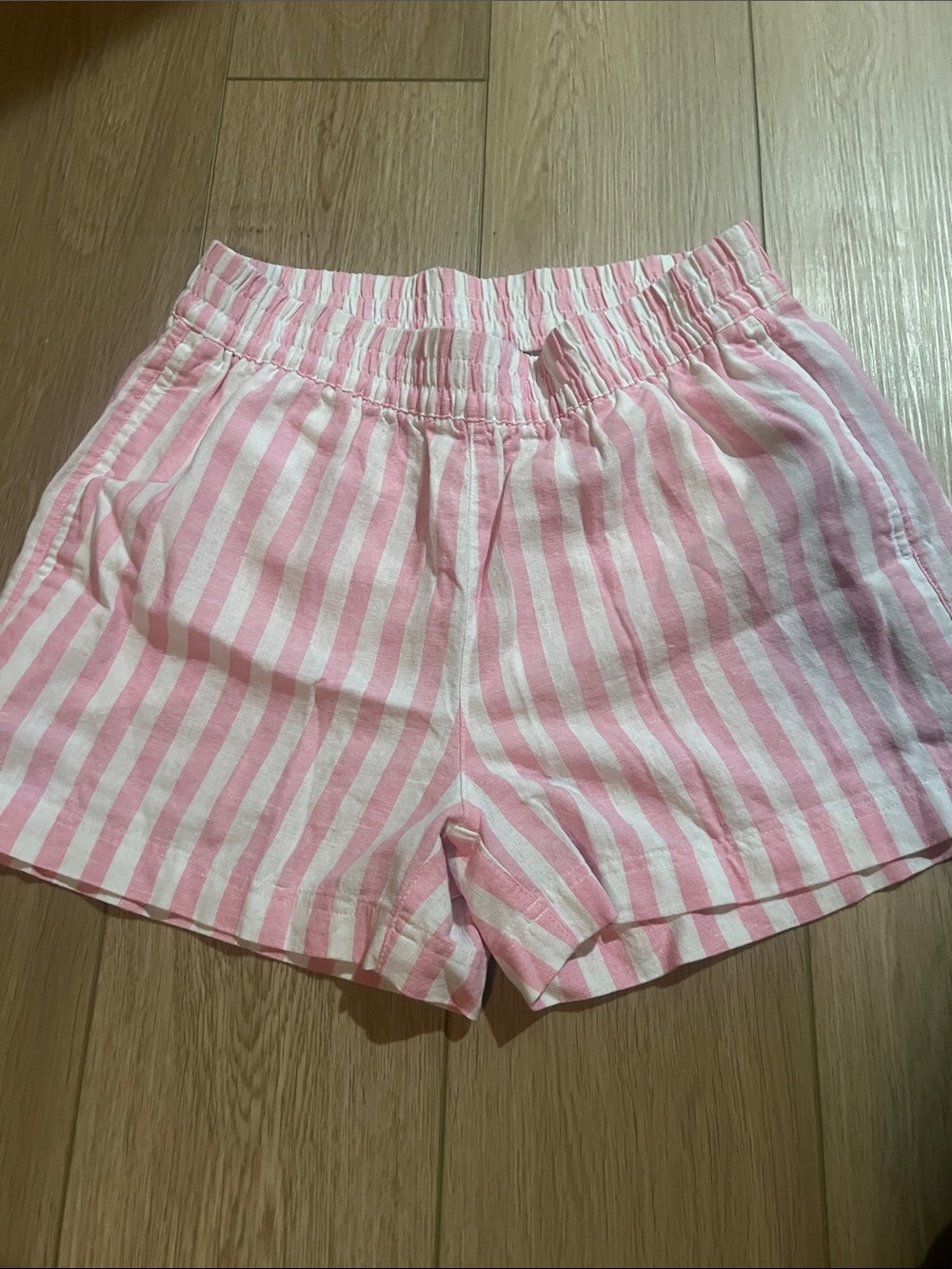 Old Navy Pink and White Striped High-Waist Women’s Shorts